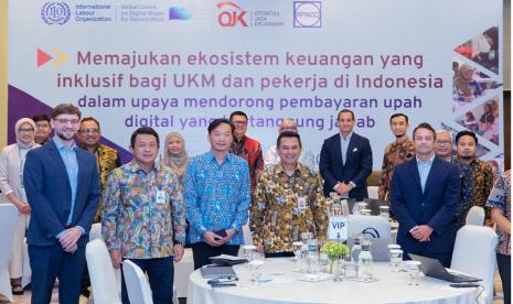 Otoritas Jasa Keuangan (OJK) dan International Labour Organization (ILO) berkolaborasi menggelar workshop dengan tema Advancing an inclusive financial ecosystem that enables responsible digital wage payments for SMEs and workers in Indonesia di Jakarta. 