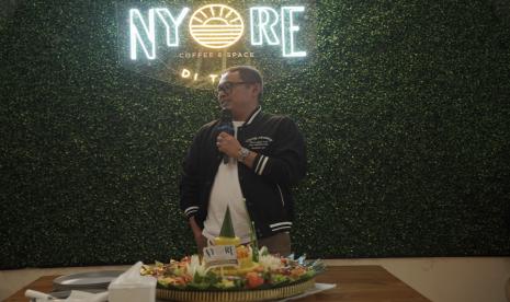 Owner Nyore Coffee and Space, Giyarto Prasaja kepada Republika saat Grand Launching Nyore Coffee and Space di Yogyakarta, Sabtu (4/3/2023).  