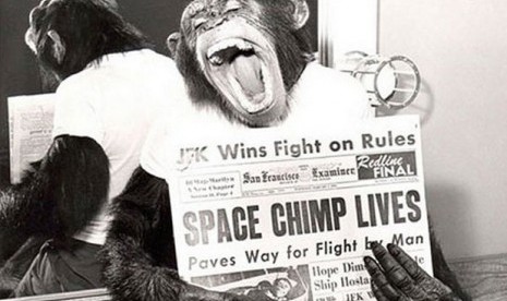 Pada 31 Januari 1961, Ham si simpanse yang dikirim ke ruang angkasa dari lokasi peluncuran di Cape Canaveral mendarat di Bumi dengan selamat.