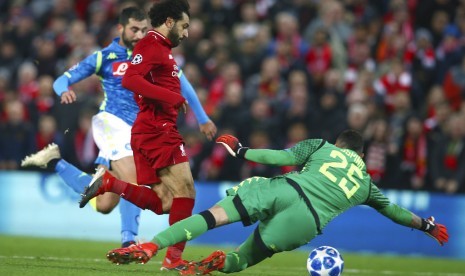 pada laga Grup C Liga Champions antara Liverpool melawan Napoli  di stadion Anfield, Liverpool, (12/12) dini hari.