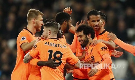 Selebrasi pemain Liverpool.