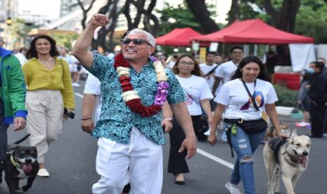 Pakar perilaku anjing asal Amerika Serikat Cesar Milan di acara Paws Day Out SCBD Weekland.  