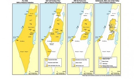 Palestine demands pre 1967 border as condition to resume talks with Israel. Israel bluntly rejects the idea. (map of Palestine and Israel)  