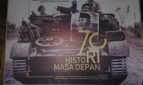 Pameran 70 tahun HistoRI Masa Depan di gedung Galeri Foto Jurnalistik Antara (GFJA), Pasar Baroe, Jakarta Pusat.