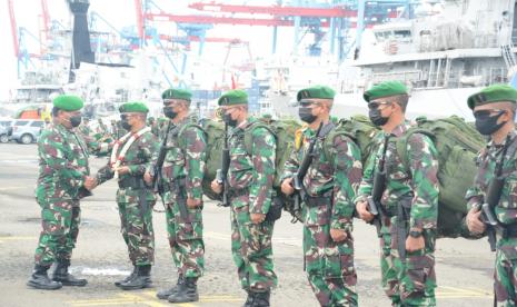 Pangdam III Siliwangi, Mayjen TNI Nugroho Budi Wiryono memimpin upacara penyambutan prajurit usai jalankan operasi Pamtas.