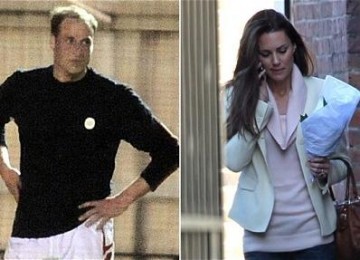 Pangeran William (kiri) dan Kate Middleton (kanan) sehari menjelang pernikahan