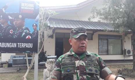 Panglima Komando Tugas Gabungan Terpadu (Pangkogasgabpad) Mayjen TNI Madsuni di Posko Utama Bandara Selaparang, Mataram, NTB, Selasa (4/9).