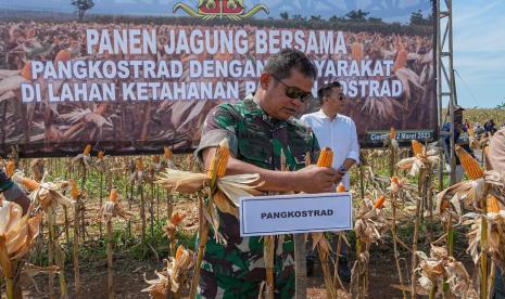 Panglima Kostrad (Pangkostrad) Letjen TNI Maruli Simanjuntak, M.Sc, melaksanakan panen raya Jagung, Penanaman Simbolis padi Japonica Rice dan Wijen sebagai wujud program Ketahanan pangan TNI AD dengan memanfaatkan lahan tidur menjadi lahan produktif serta peresmian Mess, Musshola An Nur dan Gudang Ketahanan Pangan (Hanpangan) Kostrad serta tatap muka dengan Satgas Hanpangan Kostrad dan Kelompok Tani di Ciemas, Kab. Sukabumi, Jawa Barat. Ahad  (12/3/2023).