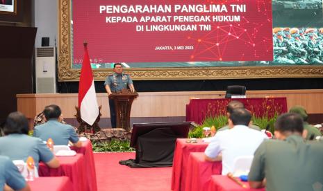 Panglima Tentara Nasional Indonesia (TNI), Laksamana Yudo Margono di Mabes TNI, Cilangkap, Jakarta Timur, Rabu (3/5/2023).