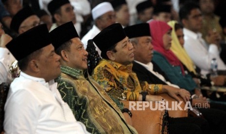 Panglima TNI, Kapolri dan Ketua DPR RI hadir pada peringatan Hari Kelahiran ke-91 Nahdlatul Ulama (Harlah NU) di Gedung Pengurus Besar Nahdlatul Ulama (PBNU), Jakarta, Selasa(31/1). 