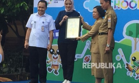 Panitia Pelaksana Asian Games 2018 (Inasgoc) melakukan promosi ke SMP Negeri I Palembang, Sumatera Selatan, Senin (7/5).