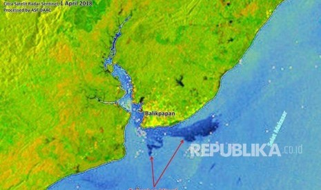 Pantauan tumpahan minyak di Balikpapan melalui citra satelit radar.