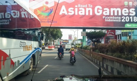 Papan pengumuman di Palembang tentang Asian Games 2018.