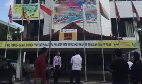 Papan waktu hitung mundur Asian Games 2018 di Palembang.