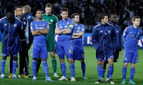 Para pemain Chelsea usai dikalahkan Corinthians di final Piala Dunia Antarklub akhir 2012 lalu.