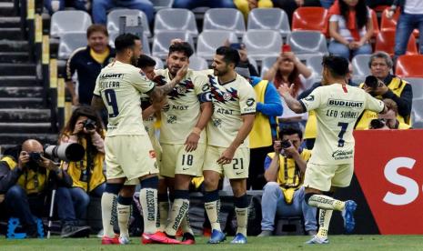 Para pemain Club America, Meksiko. Liga Meksiko ditangguhkan karena wabah corona.