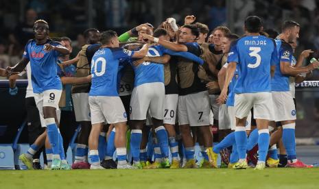  Para pemain Napoli saat melakukan selebrasi.