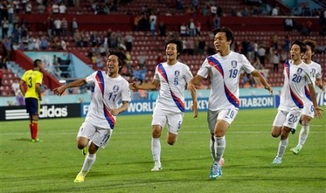 Para pemain Timnas Korea Selatan saat melakukan selebrasi pada kejuaraan Piala Dunia U-20 beberapa waktu lalu.