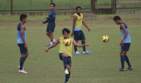 Para pemain timnas yang dipersiapkan melawan Irak pada laga Pra-Piala Asia.