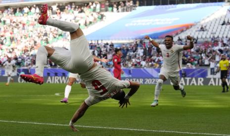 Para pemain Yordania berselebrasi setelah mencetak gol di Piala Asia 2-23 (ilustrasi).