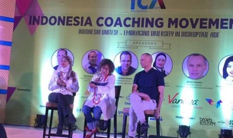 Para pembicara Indonesia Coaching Movement (ICM) 2017 yang digelar di Jakarta, Rabu (3/5).