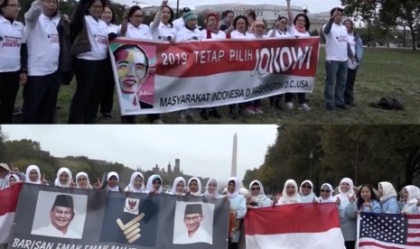 Para pendukung capres dan cawapres Indonesia di AS.