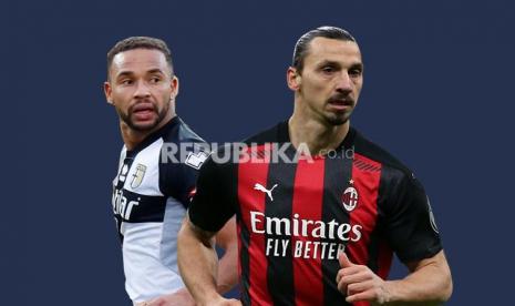 Gelandang Parma Hernani Vs Penyerang AC Milan Zlatan Ibrahimovic (kanan).