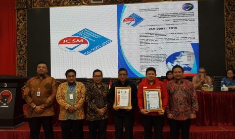 Partai Demokrasi Indonesia Perjuangan (PDI Perjuangan) berhasil mempertahankan sertifikat International Organization for Standardization (ISO) 9001:2015 