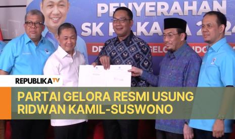 Pasangan Bacagub dan Bacawagub Jakarta, Ridwan Kamil - Suswono (Rido)menerima surat resmi dari partai non parlemen Gelora.