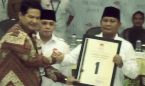 Pasangan calon presiden (capres) dan calon wakil presiden (cawapres) Prabowo Subianto dan Hatta Rajasa telah mengambil nomor urut capres. Prabowo-Hatta mendapatkan nomor urut satu.