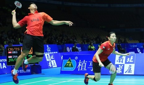 Pasangan ganda campuran Praveen Jordan/Debby Susanto yang berlaga di babak pertama Kejuaraan Asia Badminton Asia Championship 2016, Selasa (26/4).