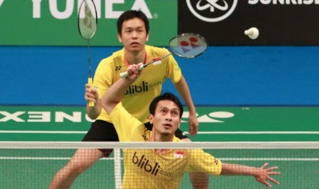 Pasangan ganda putra andalan Indonesia, Hendra Setiawan/Mohammad Ahsan.