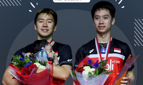 Pasangan ganda putra bulu tangkis Marcus Gideon/Kevin Sanjaya.