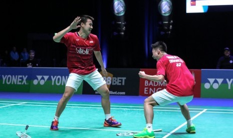 Pasangan ganda putra Indonesia, Kevin Sanjaya Sukamuljo/Gideon Marcus Fernaldi lolos ke babak final All England 2017.