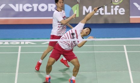 Pasangan ganda putra Indonesia, Kevin Sanjaya Sukamuljo/Marcus Fernaldi Gideon.