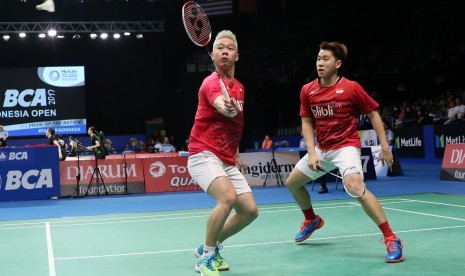 Pasangan ganda putra Indonesia, Kevin Sanjaya Sukamuljo/Marcus Gideon Fernaldi