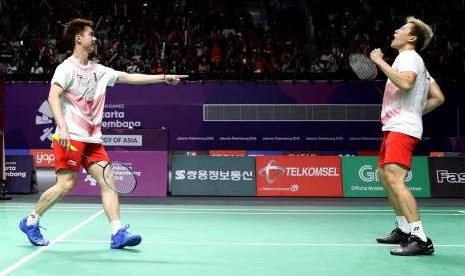 Pasangan ganda putra Indonesia, Marcus Fernaldi Gideon/Kevin Sanjaya Sukamuljo.