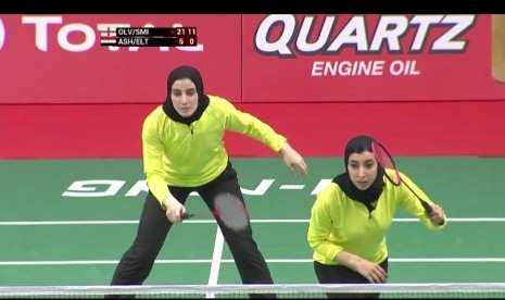 Pasangan ganda putri asal Mesir, Nadine Ashraf/Menna Eltanary yang bertanding di babak pertama BWF World Championship 2015