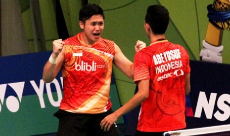 Pasangan Wahyu Nayaka/Ade Yusuf lolos ke babak perempat final BCA Indonesia Open 2015