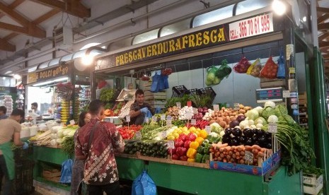 Pasar daging di Roma, Italia.