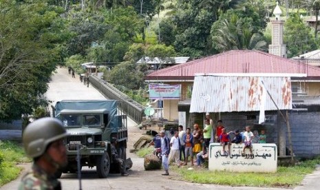 Pasukan pemerintah Filipina di Kota Marawi, Filipina, Selasa, 30 Mei 2017. Sepekan terakhir tentara terlibat pertempuran dengan kelompok ISIS.  