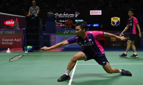 Pebulu tangkis ganda putra Indonesia Marcus Fernaldi Gideon (kiri) dan Kevin Sanjaya Sukamuljo.