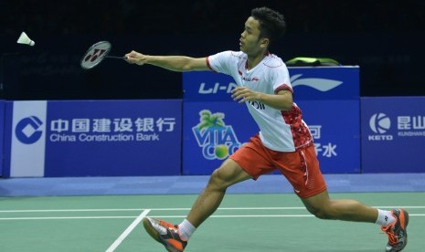 Pebulu tangkis tunggal putra Indonesia Anthony Ginting.