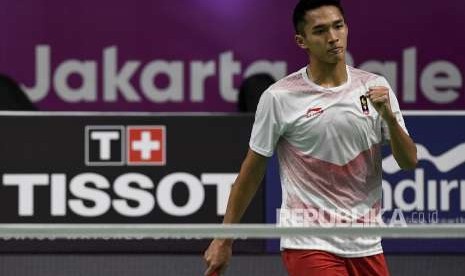 Pebulu tangkis tunggal putra Indonesia Jonatan Christie. 