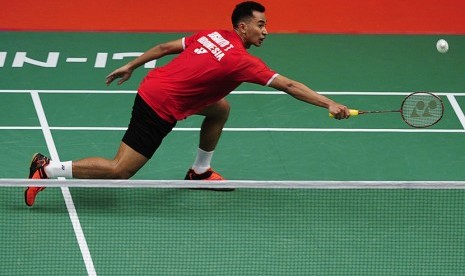 Pebulu tangkis tunggal putra Indonesia Tommy Sugiarto.