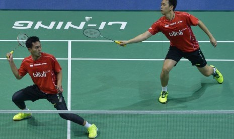 Pebulutangkis ganda putra Indonesia Hendra Setiawan /Muhammad Aksan 