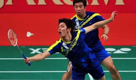 Pebulutangkis ganda putra Korsel Jung Jae Sung dan Lee Yong Dae.