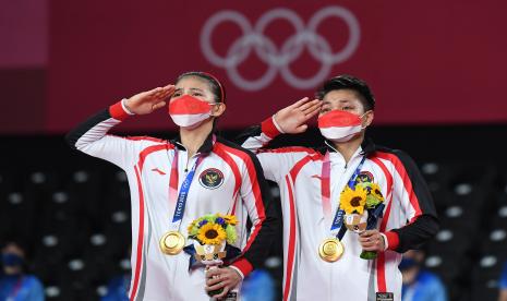 Pebulutangkis ganda putri Indonesia Greysia Pollii/Apriyani Rahayu berhasil menyumbangkan medali emas.