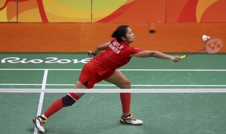 Pebulutangkis Lindaweni saat akan berhadapan dengan pemain Vietnam di Olimpiade Rio, Sabtu (13/8).