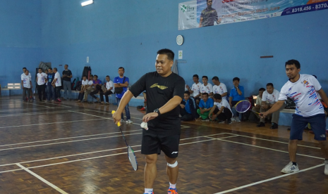 Pebulutangkis Markis Kido memberi pelatihan dan exhibition di Azra Cup 2019.